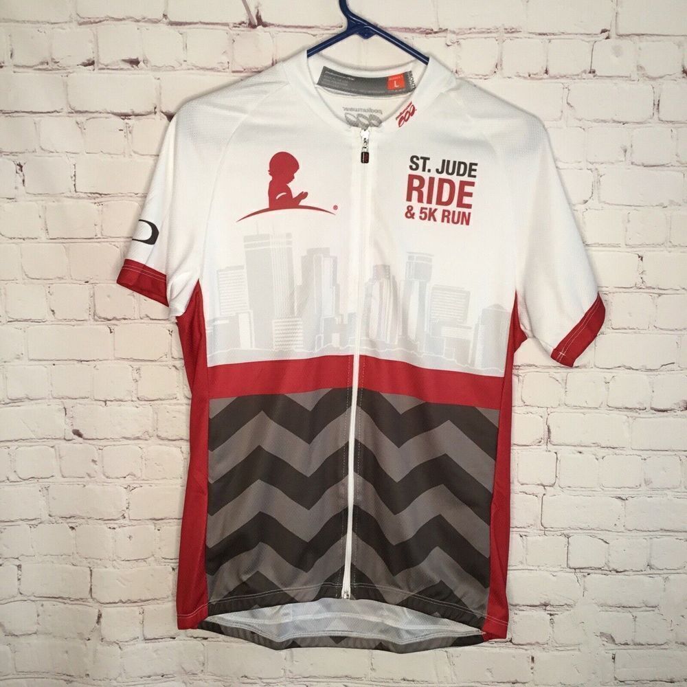 Podiumwear Women's size Large Cycling Jersey Short Sleeve Full zip Up Red White